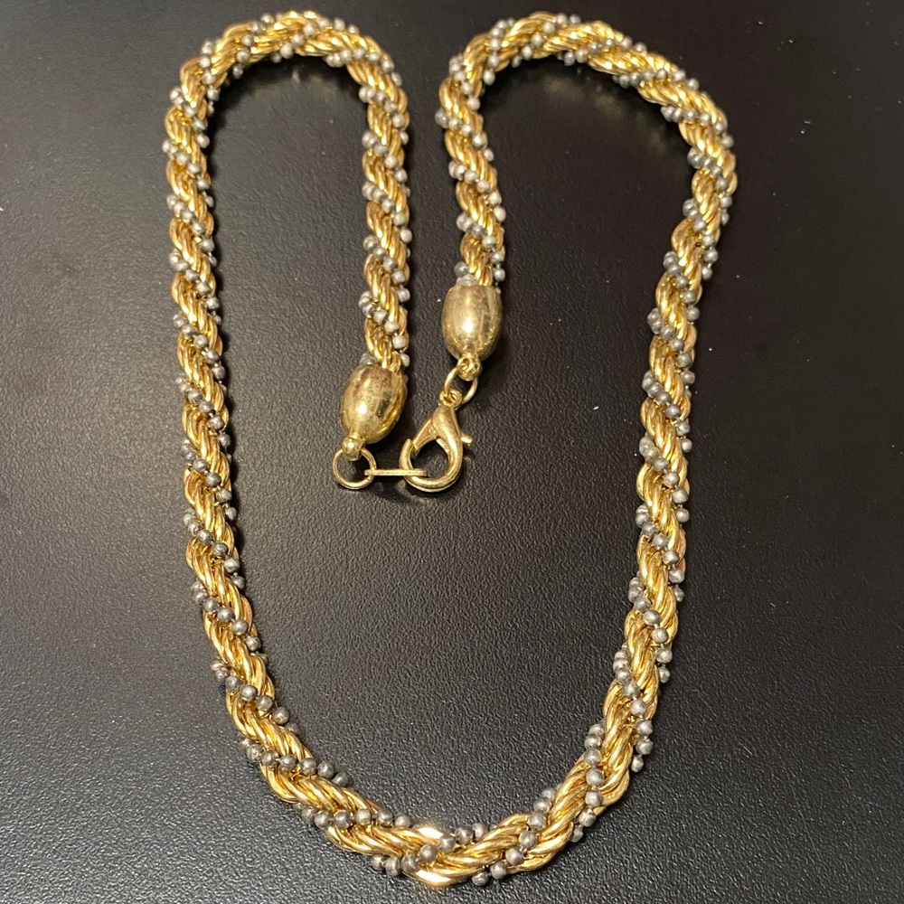 Vintage 1/4” thick Gold and Silver Rope Chain Necklace
